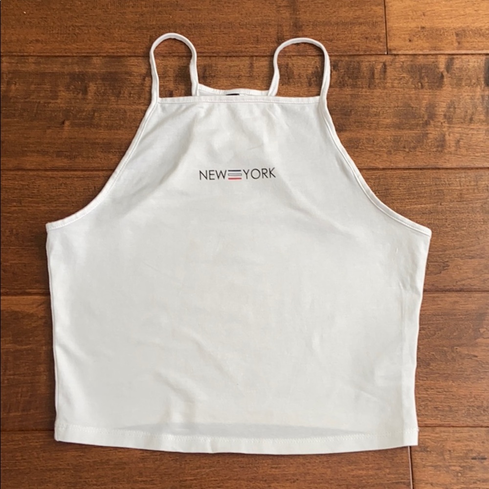 New York white tank top